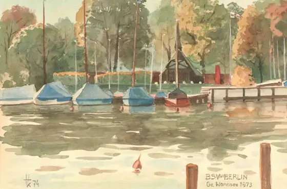 Aquarell des BSV-Vereinsgeländes am Wannsee